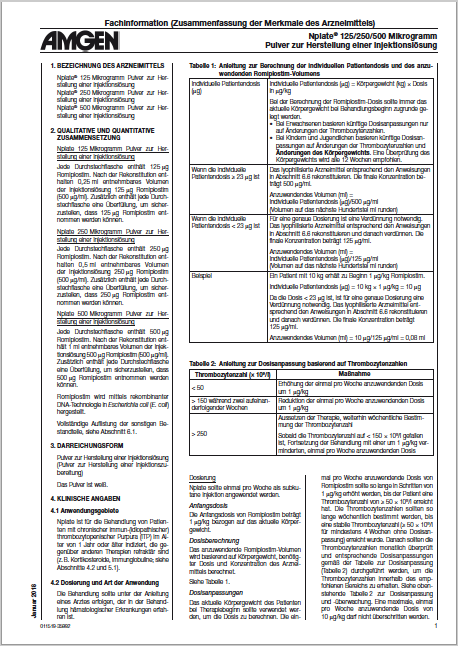 Nplate<sup>&reg;</sup> Fachinformation