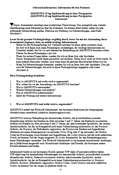 AMGEVITA<sup>®</sup> Gebrauchsinformation