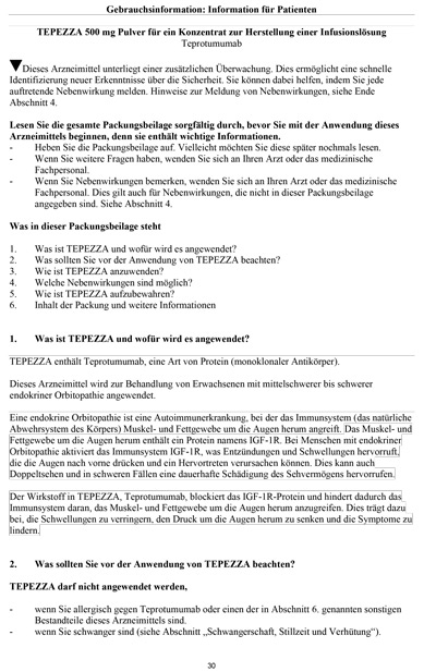 TEPEZZA<sup>®</sup> Gebrauchsinformation