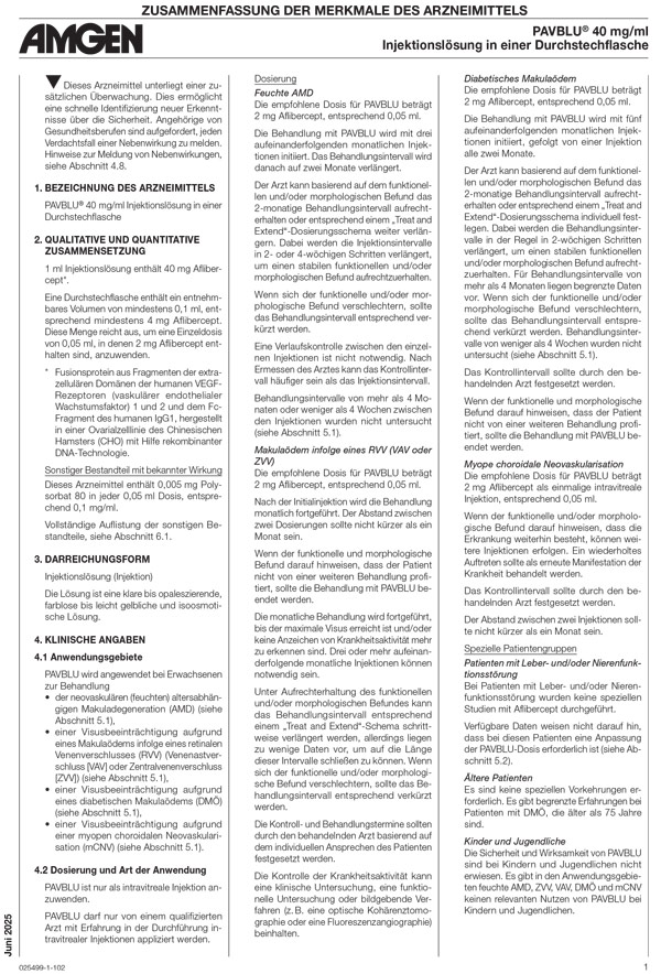 PAVBLU<sup>®</sup> - Fachinformation Durchstechflasche