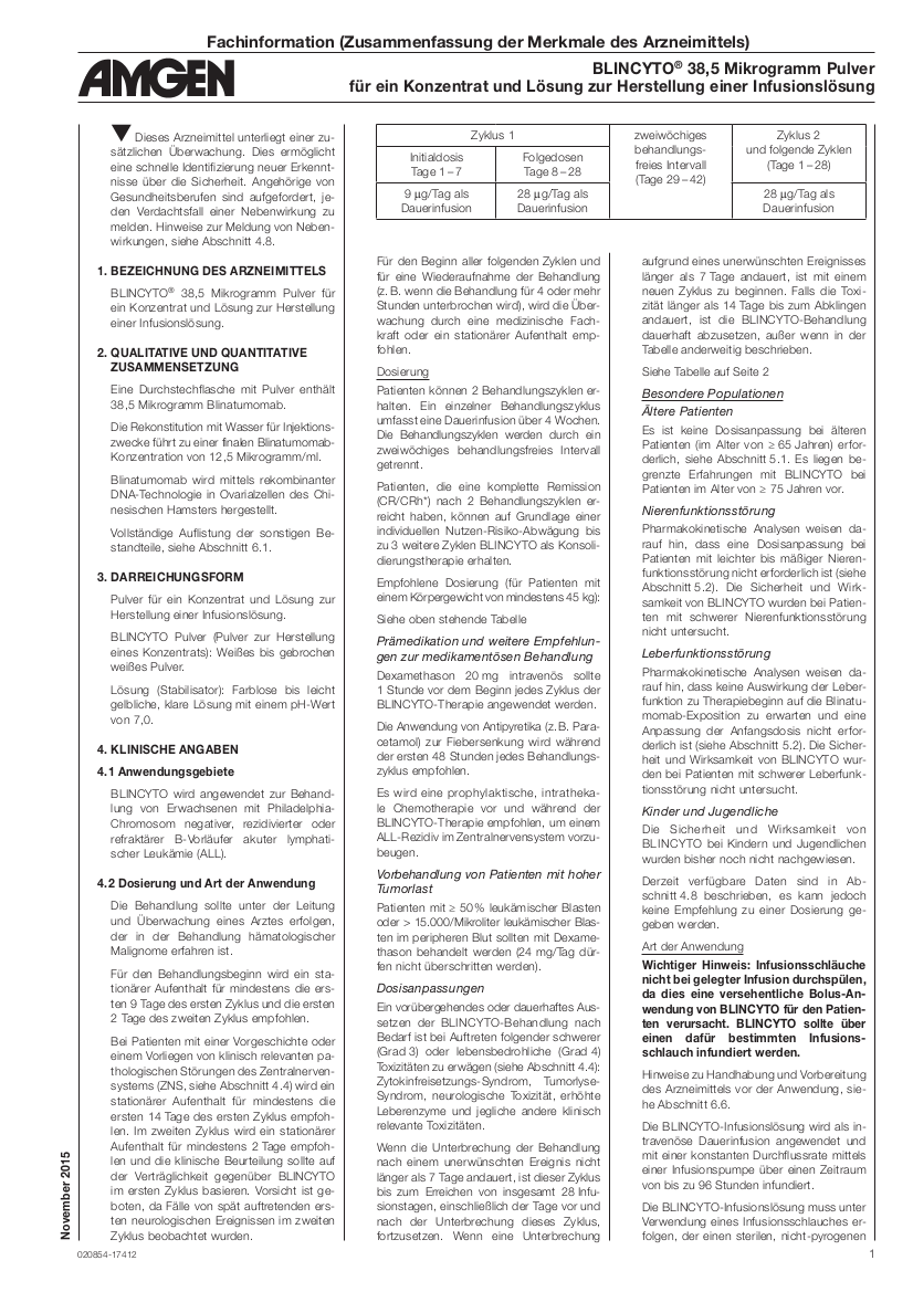 BLINCYTO<sup>®</sup> Fachinformation