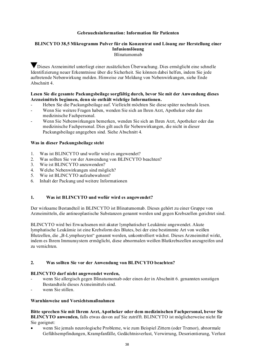 BLINCYTO<sup>®</sup> Gebrauchsinformation