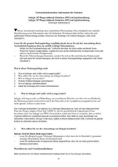 IMLYGIC<sup>®</sup> Gebrauchsinformation